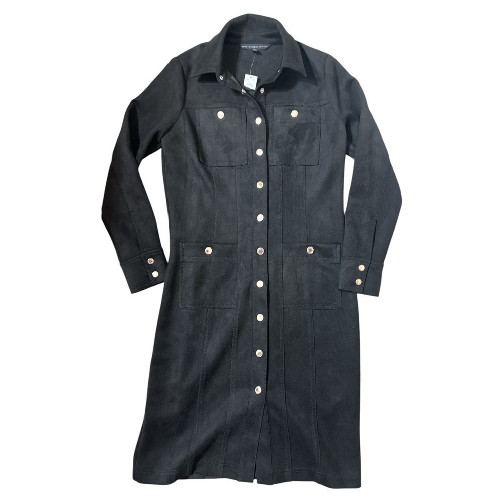 White House Black Market Vegan Suede Shirtdress Size 6 NWT - Picture 9 of 12